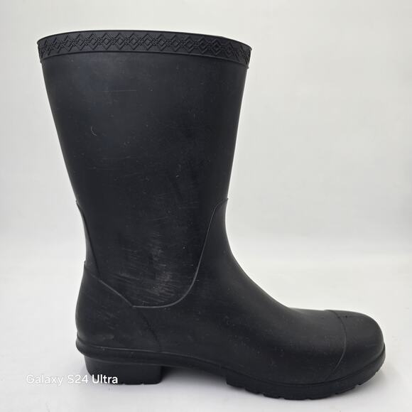 UGG Sienna Black Matte Rain Rubber Boots Waterproof Shearling Insole Women's 8 - Picture 2 of 11